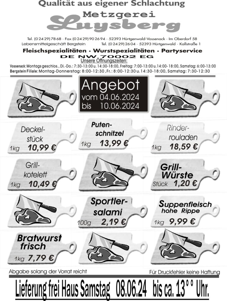 Metzgerei Luysberg - Angebot 2024 vom 04.06. 10.06