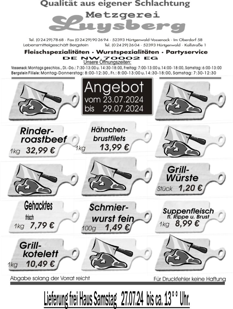 Metzgerei Luysberg - Angebot 2024 vom 23.07. 29.07