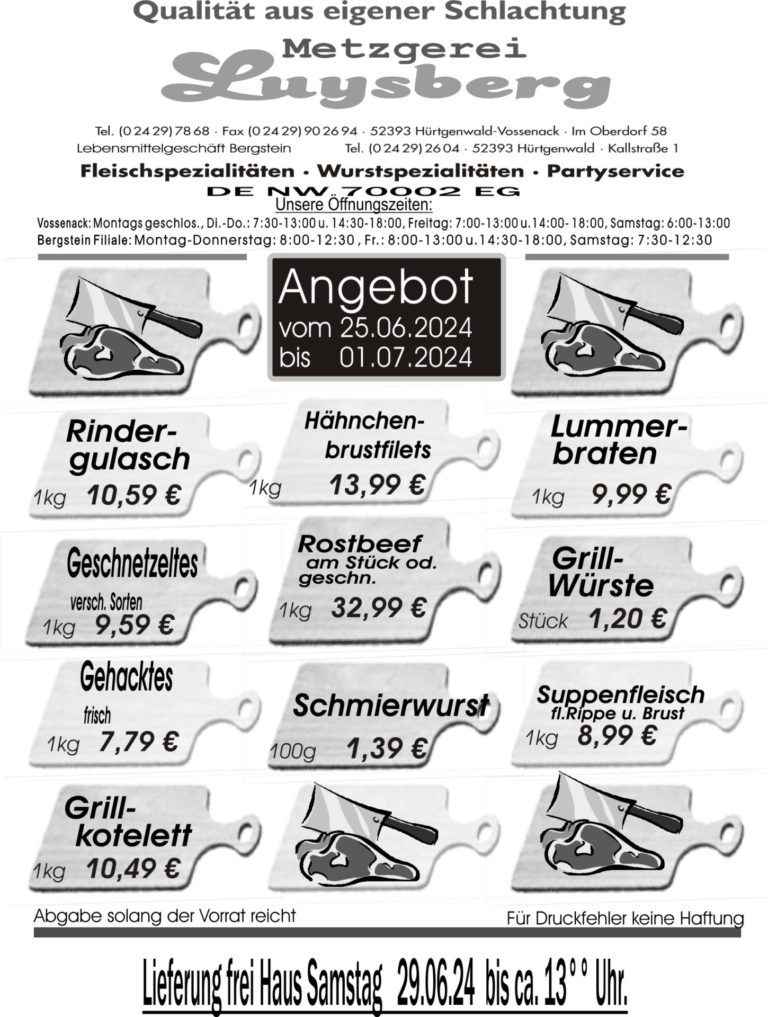 Metzgerei Luysberg - Angebot 2024 vom 25.06. 01.07 1