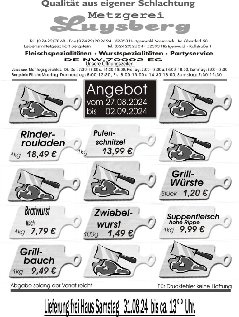 Metzgerei Luysberg - Angebot 2024 vom 27.08. 02.09