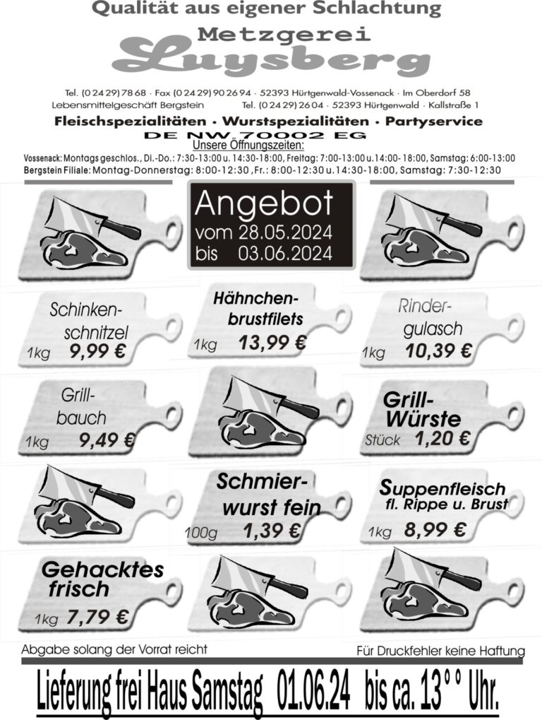 Metzgerei Luysberg - Angebot 2024 vom 28.05. 01.06 1